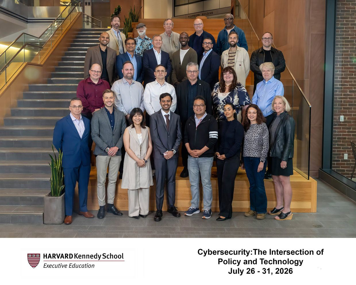 Group photo from the Cybersecurity executive course at Harvard Kennedy School